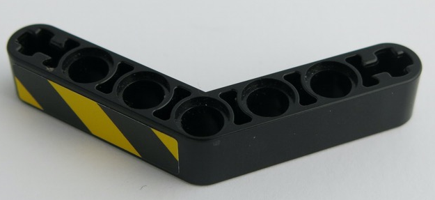 Technic, Liftarm, Modified Bent Thick 1 x 7 (4 - 4) with Black and Yellow Danger Stripes Pattern Model Left Side (Sticker) - Set 42049