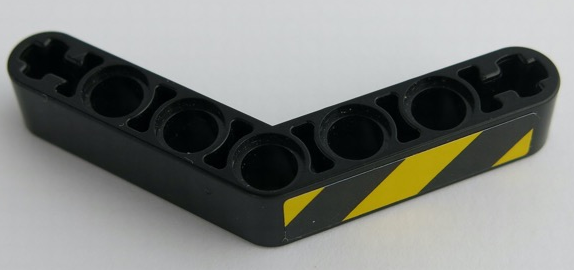 Technic, Liftarm, Modified Bent Thick 1 x 7 (4 - 4) with Black and Yellow Danger Stripes Pattern Model Right Side (Sticker) - Set 42049