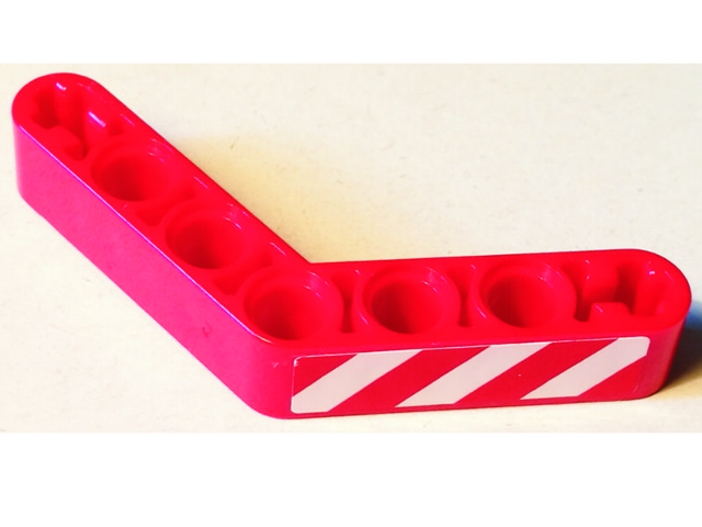Technic, Liftarm, Modified Bent Thick 1 x 7 (4 - 4) with Red and White Danger Stripes Pattern Model Right Side (Sticker) - Set 8071