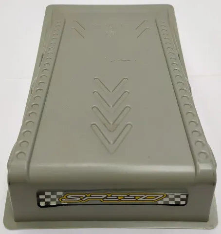 Baseplate, Raised Ramp 17 x 28 x 4 1/2 with White 'SPEED' Outlined in Yellow on Checkered Background Pattern (Sticker) - Set 8238