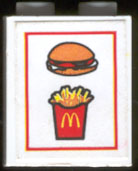 Brick 1 x 2 x 2 with Inside Axle Holder with McDonald's Fries & Hamburger Pattern (Sticker) - Set 3438
