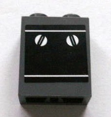 Brick 1 x 2 x 2 with Inside Axle Holder with Black Oven with White Controls Pattern (Sticker) - Set 3825