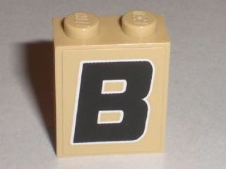 Brick 1 x 2 x 2 with Inside Stud Holder with Black Capital Letter B with White Outline Pattern (Sticker) - Set 8211
