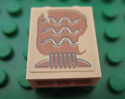 Brick 1 x 2 x 2 with Inside Stud Holder with Hieroglyphs, 3 Snakes on Minifigure Head Pattern (Sticker) - Set 7325