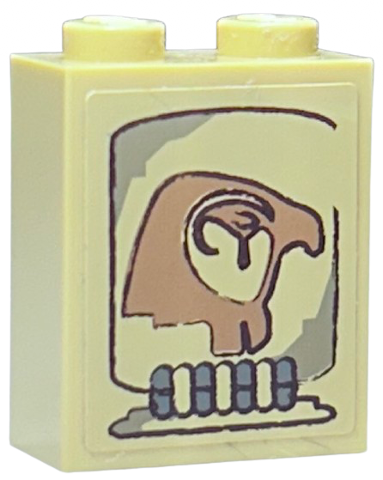 Brick 1 x 2 x 2 with Inside Stud Holder with Horus Head Pattern (Sticker) - Set 7327