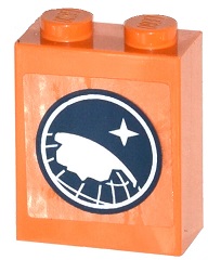 Brick 1 x 2 x 2 with Inside Stud Holder with Arctic Explorer Logo Pattern (Sticker) - Set 60036
