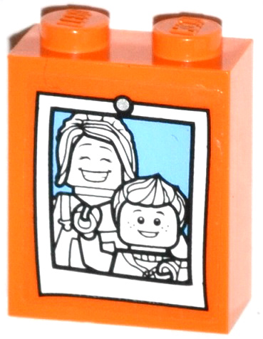 Brick 1 x 2 x 2 with Inside Stud Holder with Female and Boy Minifigure Photo Pattern (Sticker) - Set 60036