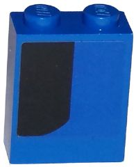 Brick 1 x 2 x 2 with Inside Stud Holder with Curved Thick Black Stripe Pattern Model Left Side (Sticker) - Set 75875