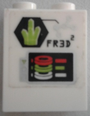 Brick 1 x 2 x 2 with Inside Stud Holder with Crystal and 'FR3D2' Pattern (Sticker) - Set 70163