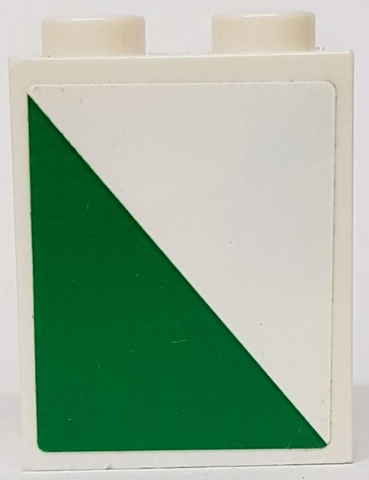 Brick 1 x 2 x 2 with Inside Stud Holder with Green Triangle Pattern Model Right Side (Sticker) - Set 60022