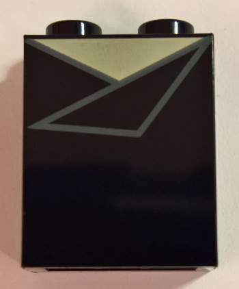 Brick 1 x 2 x 2 with Inside Stud Holder with White Triangle and Light Bluish Gray Triangle Outline Pattern