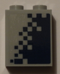Brick 1 x 2 x 2 with Inside Stud Holder with Dark Blue Pixelated Gradient Pattern Model Left Side (Sticker) - Set 60197