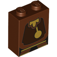 Brick 1 x 2 x 2 with Inside Stud Holder with Clock Mechanism Pattern (Cogsworth Body)
