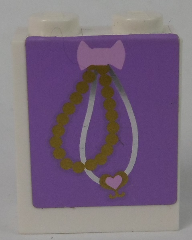 Brick 1 x 2 x 2 with Inside Stud Holder with Gold and Silver Necklace Pattern (Sticker) - Set 41055