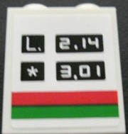 Brick 1 x 2 x 2 with Inside Stud Holder with 'L. 2.14' and '* 3.01' Pattern (Sticker) - Set 3180