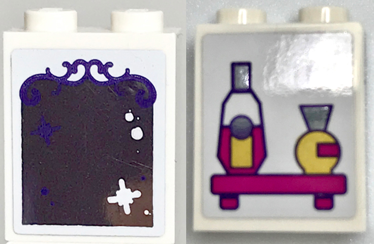 Brick 1 x 2 x 2 with Inside Stud Holder with Vanity Mirror / Bottles on Shelf Pattern (Stickers) - Set 40307