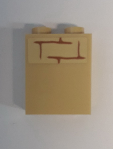 Brick 1 x 2 x 2 with Inside Stud Holder with Brick Wall with Medium Nougat Mortar on Tan Background Pattern (Sticker) - Set 75948