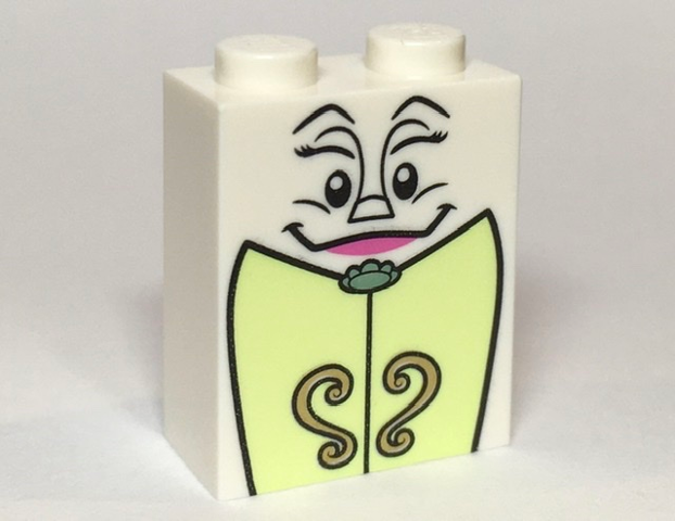 Brick 1 x 2 x 2 with Inside Stud Holder with Wardrobe Doors and Face Pattern