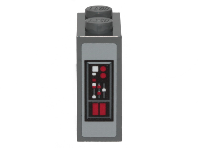 Brick 1 x 2 x 2 with Inside Stud Holder with Dark Red and White Buttons Pattern (Sticker) - Set 75216