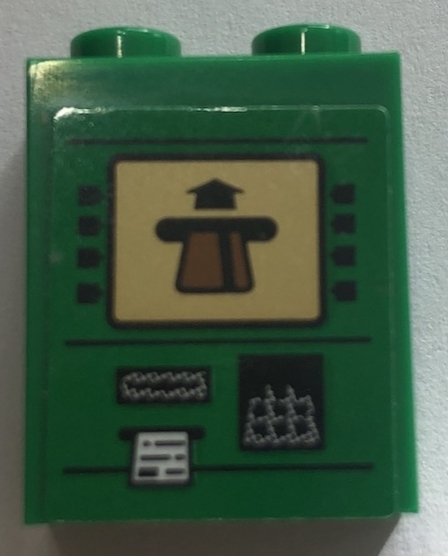 Brick 1 x 2 x 2 with Inside Stud Holder with ATM Machine, Screen with Card, Keypad and Receipt Pattern (Sticker) - Set 60140