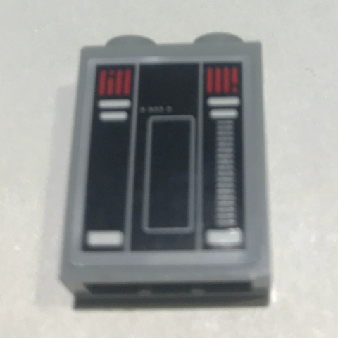 Brick 1 x 2 x 2 with Inside Stud Holder with SW Control Panel, Red and White Stripes Pattern (Sticker) - Set 10221