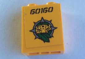 Brick 1 x 2 x 2 with Inside Stud Holder with '60160' and Leopard Head Pattern (Sticker) - Set 60160