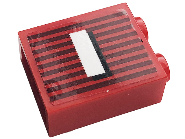 Brick 1 x 2 x 2 with Inside Stud Holder with Gray Stripes and White Capital Letter I Pattern (Sticker) - Set 10272