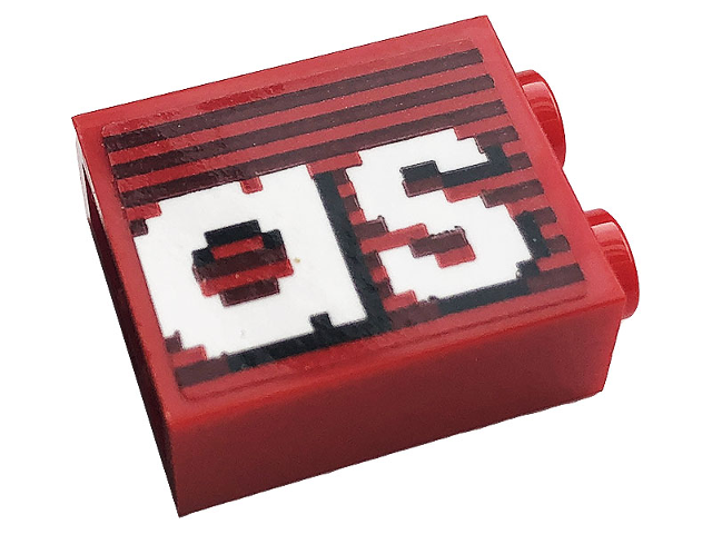 Brick 1 x 2 x 2 with Inside Stud Holder with Gray Stripes and White 'as' Pattern (Sticker) - Set 10272