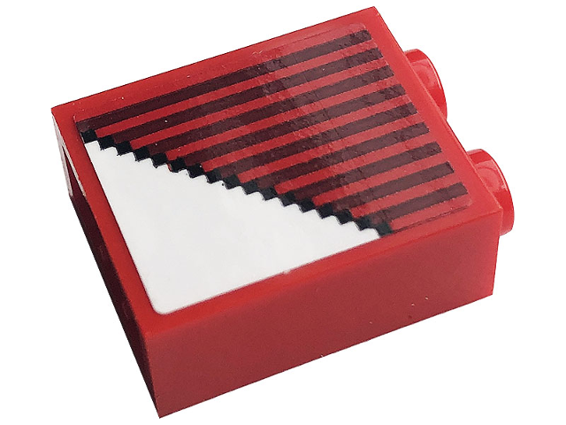 Brick 1 x 2 x 2 with Inside Stud Holder with Gray Stripes and White Triangle Pattern (Sticker) - Set 10272