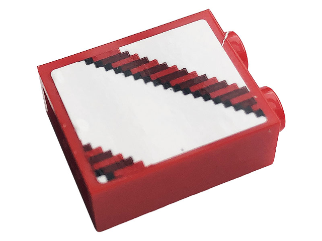 Brick 1 x 2 x 2 with Inside Stud Holder with Gray and White Stripes Pattern (Sticker) - Set 10272