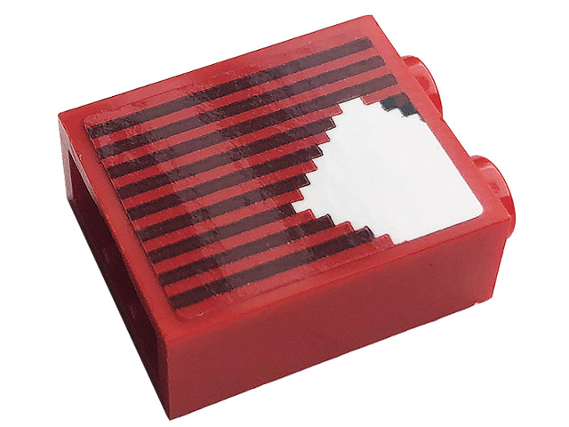 Brick 1 x 2 x 2 with Inside Stud Holder with Gray Stripes and White Stripe Small Pattern (Sticker) - Set 10272