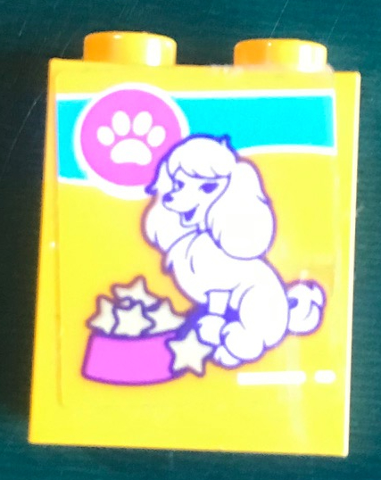 Brick 1 x 2 x 2 with Inside Stud Holder with Paw Print, Dog and Food Bowl Pattern (Sticker) - Set 41345