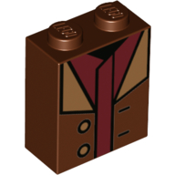 Brick 1 x 2 x 2 with Inside Stud Holder with Coat with Two Buttons and Dark Red Shirt Pattern (BrickHeadz Hagrid Torso)