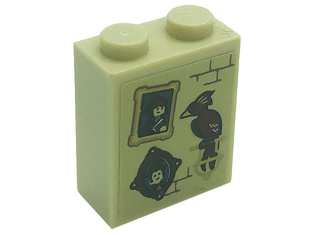 Brick 1 x 2 x 2 with Inside Stud Holder with Phoenix, 2 Portrait Pictures and Bricks Pattern (Sticker) - Set 71043