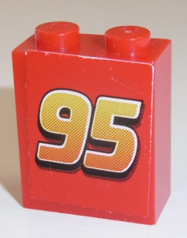 Brick 1 x 2 x 2 with Inside Stud Holder with '95' Pattern (Sticker) - Set 8486