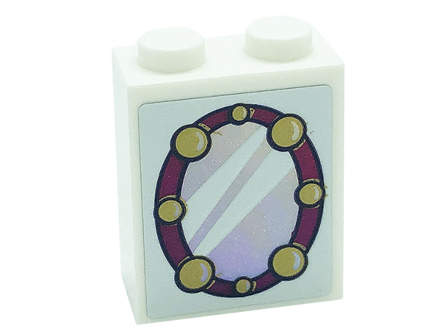 Brick 1 x 2 x 2 with Inside Stud Holder with Mirror and Lights Pattern (Sticker) - Set 41685