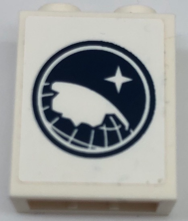 Brick 1 x 2 x 2 with Inside Stud Holder with Arctic Explorer Logo on White Background Pattern (Sticker) - Set 60062