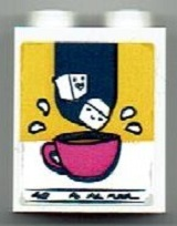 Brick 1 x 2 x 2 with Inside Stud Holder with Dark Pink Cup and Sugar Cubes Pattern (Sticker) - Set 41393