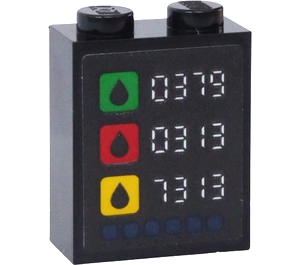 Brick 1 x 2 x 2 with Inside Stud Holder with '0379', '0313' and '7313' Gas / Fuel Prices and Green, Red and Yellow Symbols Pattern (Sticker) - Set 60257