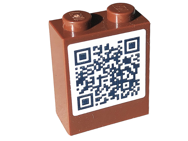 Brick 1 x 2 x 2 with Inside Stud Holder with QR Code on White Background Pattern (Sticker) - Set 41703