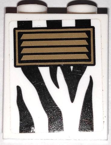 Brick 1 x 2 x 2 with Inside Stud Holder with Black Zebra Stripes Camouflage and Dark Tan Vent Pattern (Sticker) - Set 60267