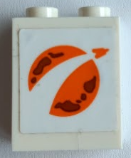 Brick 1 x 2 x 2 with Inside Stud Holder with Orange City Mars Exploration Logo Pattern (Sticker) - Set 60227
