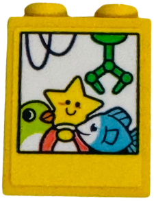 Brick 1 x 2 x 2 with Inside Stud Holder with Claw Machine with Bird, Star, and Fish Prizes Pattern (Sticker) - Set 42652