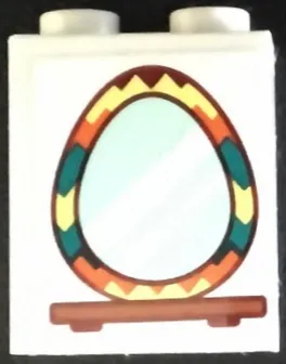 Brick 1 x 2 x 2 with Inside Stud Holder with Egg-Shaped Mirror on Shelf Pattern (Sticker) - Set 40449