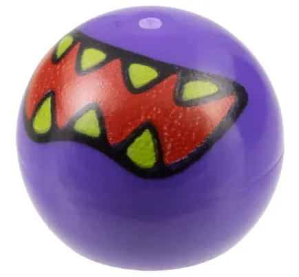 Technic Ball Joint with Red Mouth and Lime Sharp Teeth Pattern