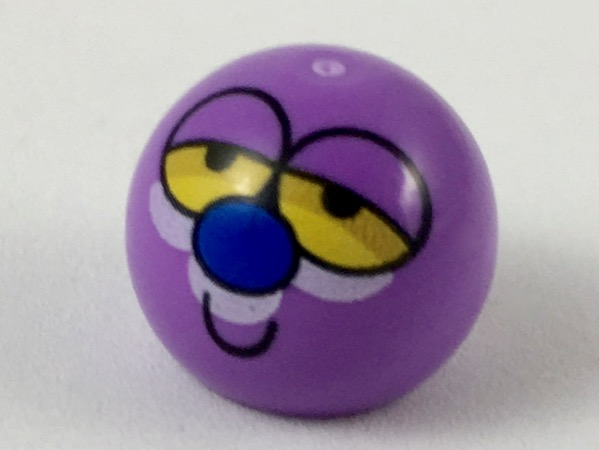 Technic Ball Joint with Half-Closed Yellow Eyes, Blue Nose, Smile Pattern (Powerpuff Girls Octi Face)