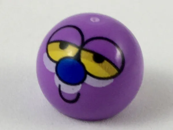 Technic Ball Joint with Half-Closed Yellow Eyes, Blue Nose, Smile Pattern (Powerpuff Girls Octi Face)