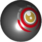 Technic Ball Joint with Gold and White Eye in Red Circle Pattern