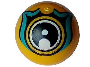Technic Ball Joint with Dark Turquoise, Black and White Dragon Eye Pattern