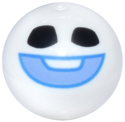 Technic Ball Joint with Black Eyes, Bright Light Blue Mouth Smile, Dark Azure Outline Pattern (Frozen Snowgie Head)